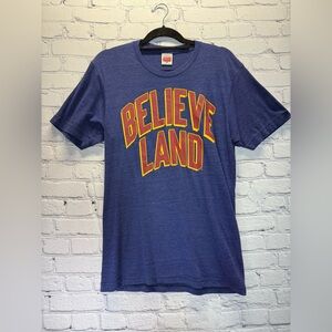 Homage Retro Style Cleveland Cavaliers Basketball “ BELIEVE LAND” T Shirt Size M